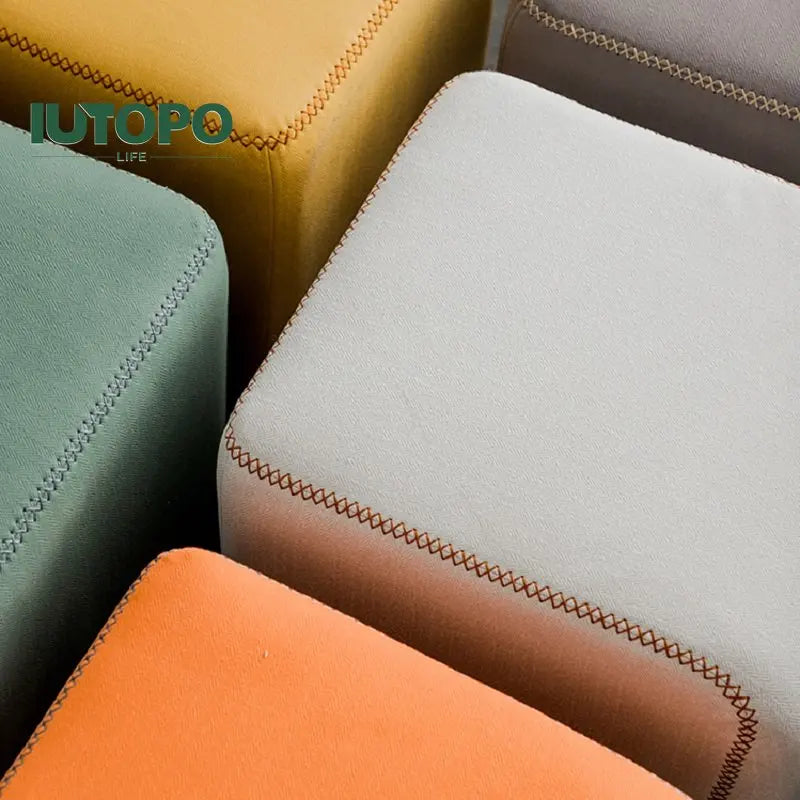 Household Living Room Hallway Pouf Nordic Sofa Stool Makeup Sitting Pier Fabric Shoe Changing Stool Book Storage Ottoman