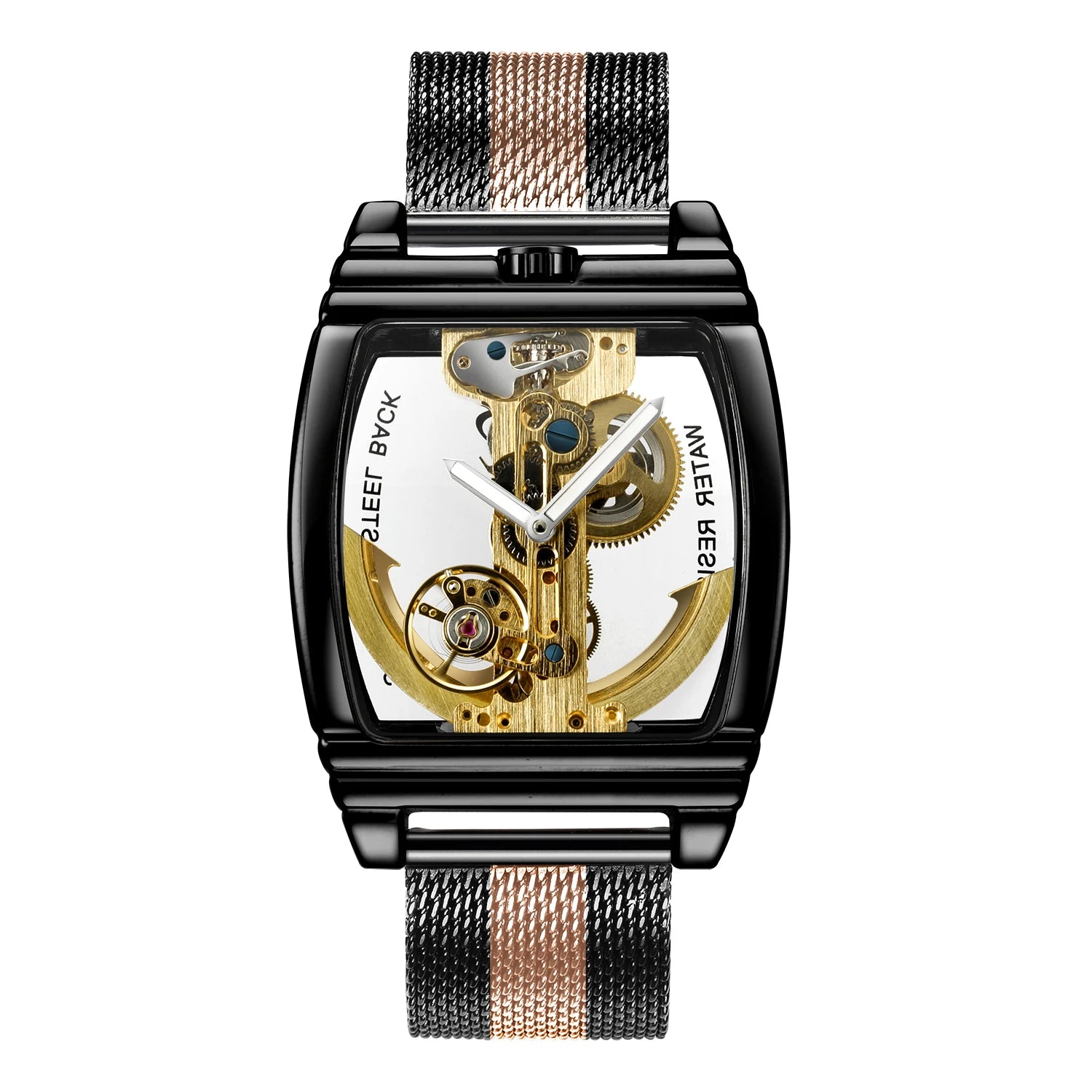 Luxury Transparent Automatic Mechanical Men Watch Steampunk Skeleton Gear Self Winding Leather Men's Clock Watches montre homme