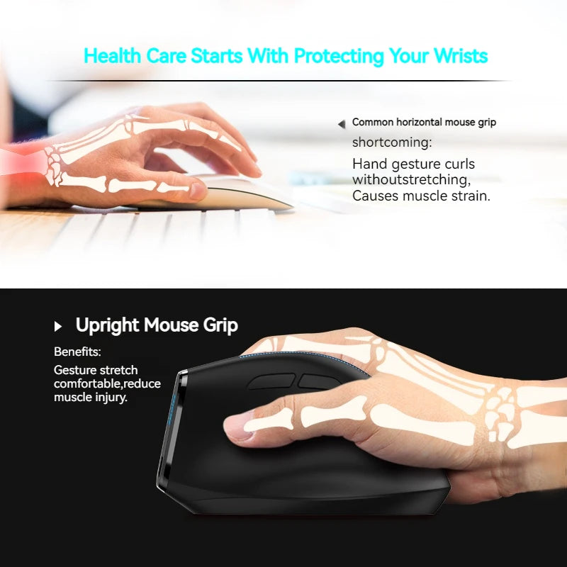 ZELOTES F36A Vertical Handheld Wireless Mouse 2.4G Wireless Rechargeable Laptop Mouse 6-button Optical mouse 3 level DPI mouse