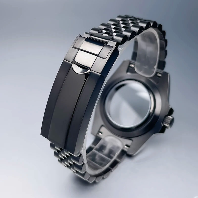 40mm High-QualityBlack NH35 Case Gmt  Stainless Steel Bracelet Sapphire Glass Seik Mod Fit NH34 NH35 NH36 Movement Watch Case