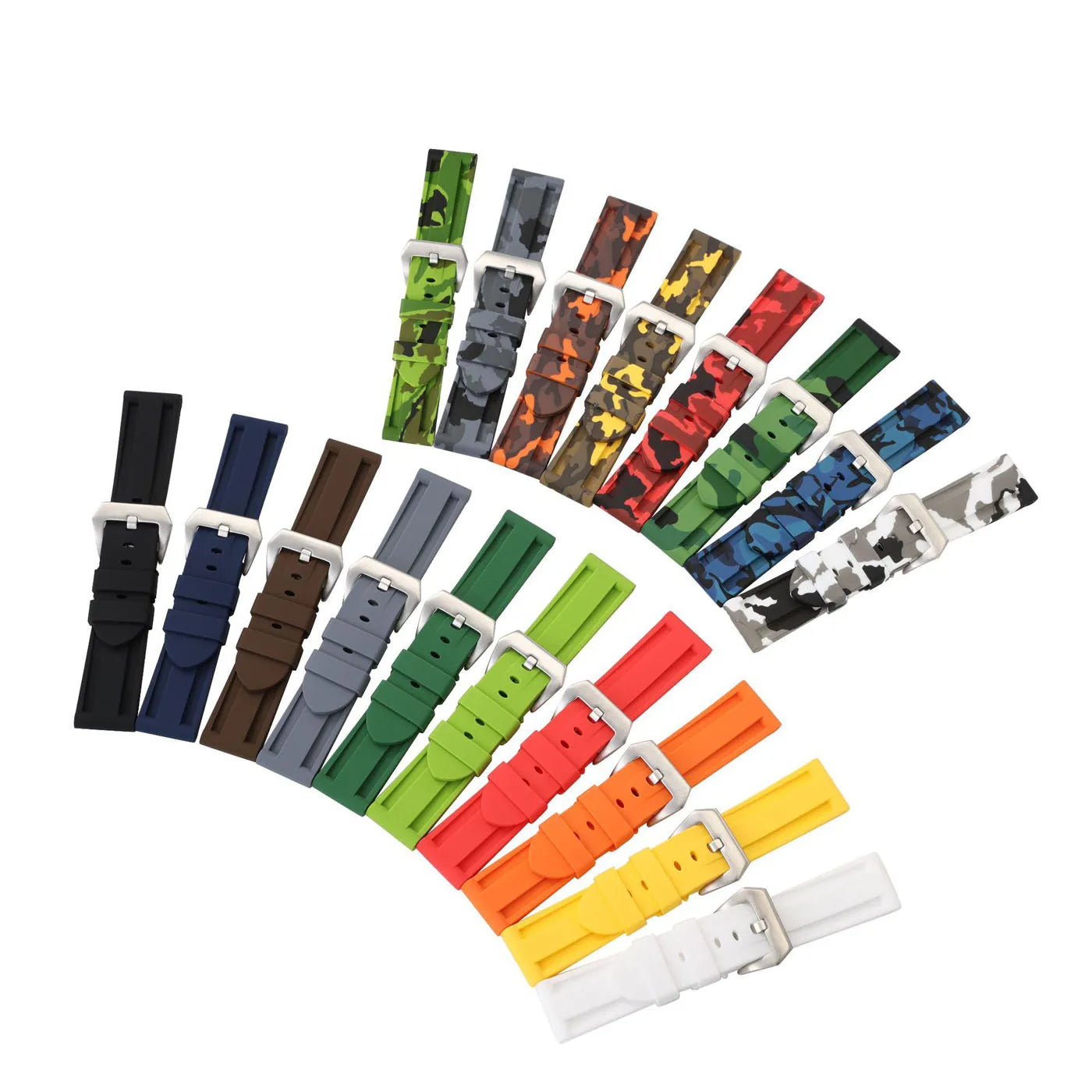 Thick Rubber Watch Band 20mm 22mm 24mm 26mm Camouflage Replacement Silicone Wrist Belt Bracelet Soft Camo Watch Strap