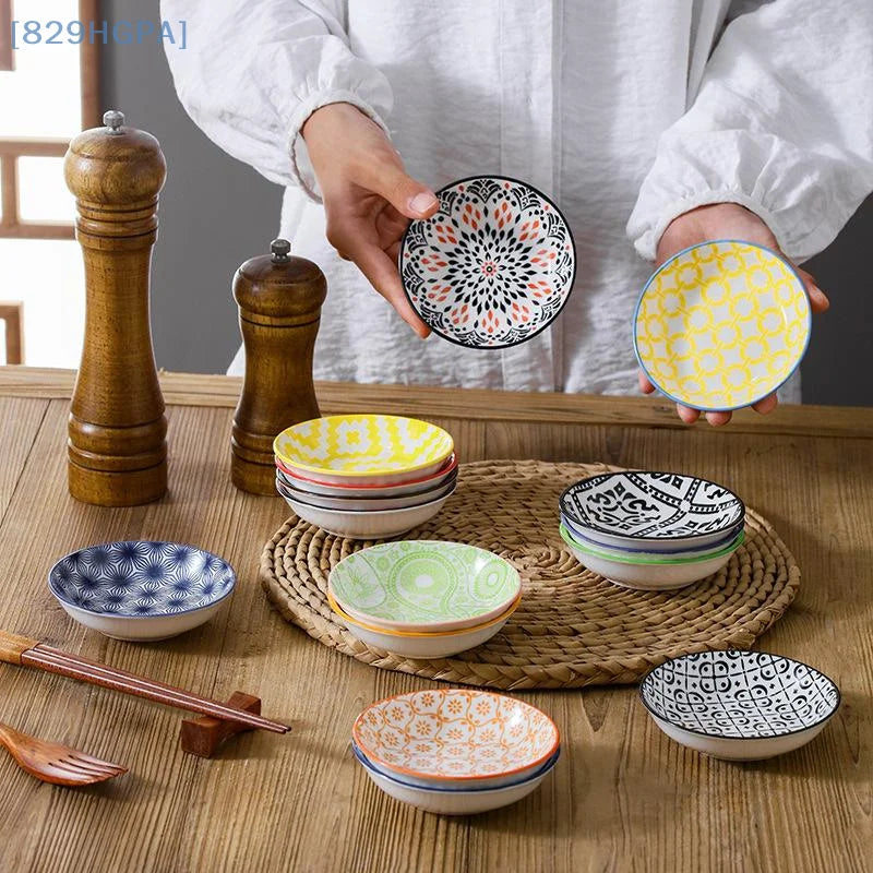 【HGPA】Ceramic Condiment Dishes, Bohemian Style Plates, Sauce Dishes, Suitable For Kitchens, Restaurants, Sushi Shops
