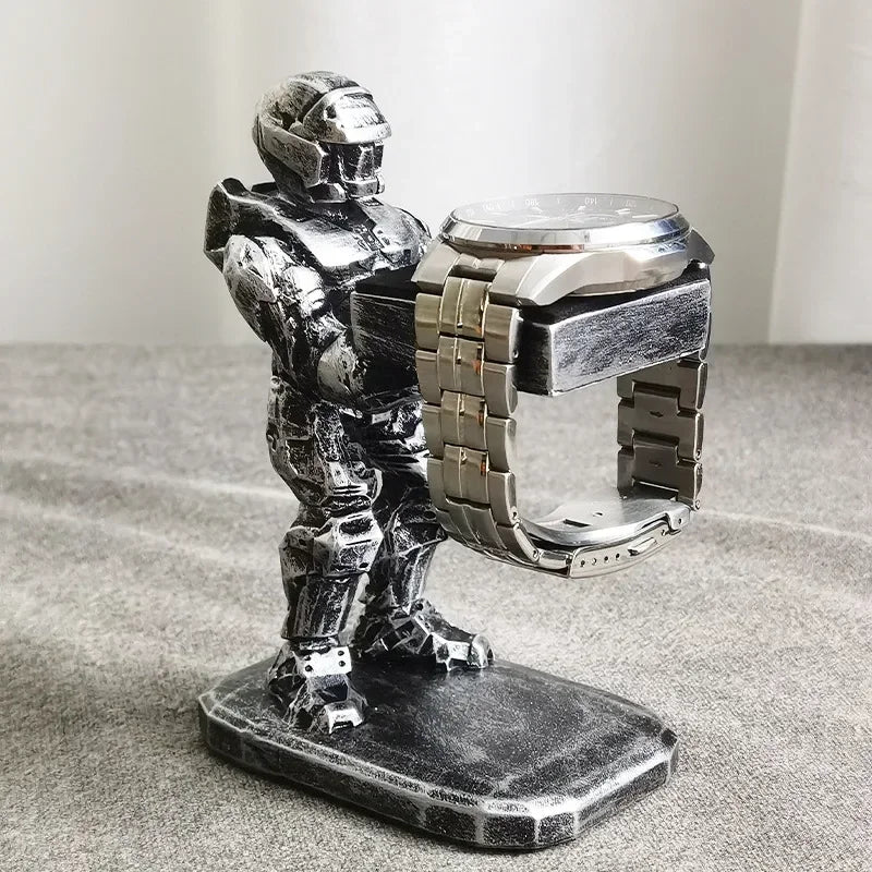 Knight Steel Warrior Holder for Office Creative Apple Watch Stand for Office Resin Decor Figurine Accessories Gift