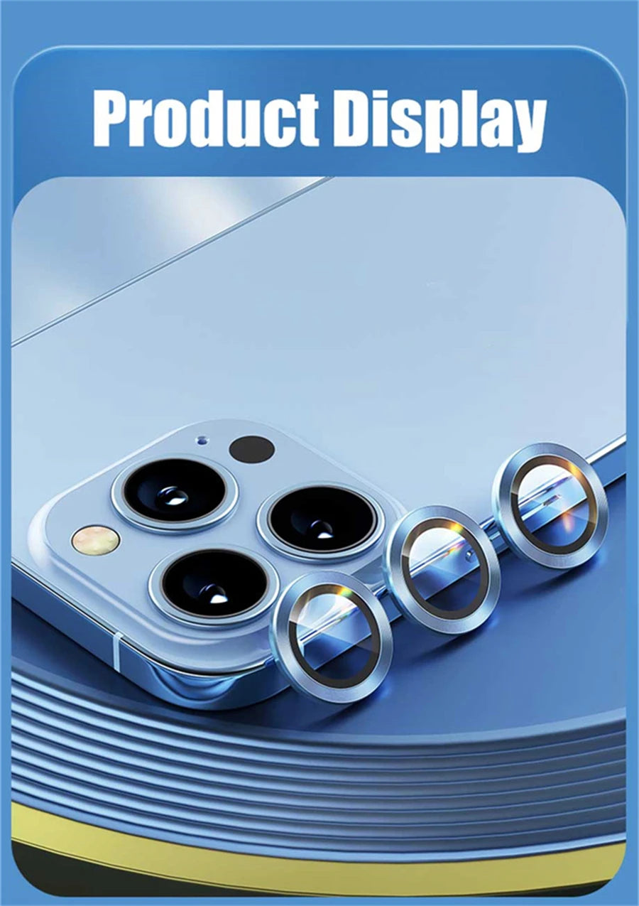 Original Titanium Color Camera Protector For iPhone 16 Pro Max 15 14 13 12 Mini Pro Max Metal Ring Tempered Glass Lens Cover Cap