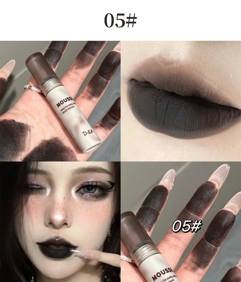 Retro Plum Vintage Lipstick Waterproof Lasting Smoky Nude Purple Matte Lip Mud Natural Black Chocolate Rose Red Lip Tint Makeup