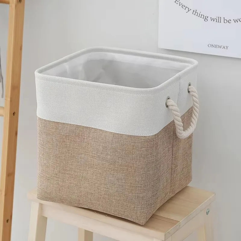 Household Goods Miscellaneous Sorting Basket Splicing Linen Fabric Storage Basket Miscellaneous Toy Storage Box