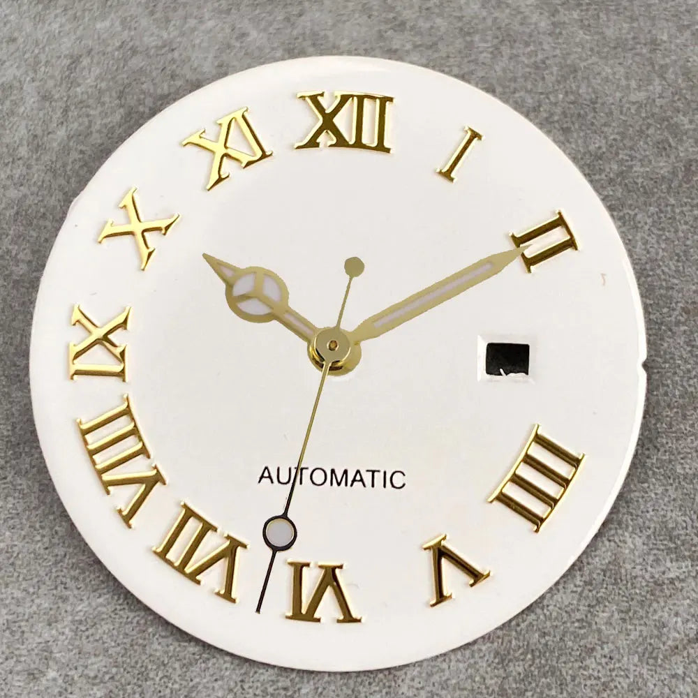 24.5mm Mother of Pearl Shell Dial Roman Diamond Sunburst Watch Dial Hand Fit NH05A NH05 Watch Movement Ladies Watchmaker Tools