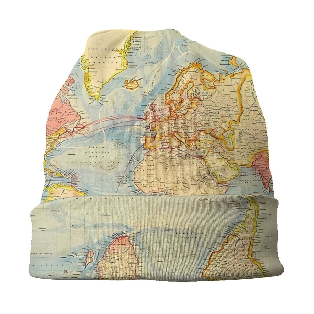 Bonnet Hats World Map Men Women's Thin Hat Vintage Map Of The World Autumn Spring Warm Cap Street Skullies Beanies Caps