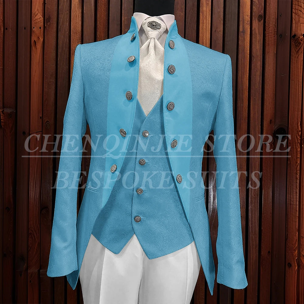 Formal Jacquard Men's Suits Elegant Wedding 3 Piece Jacket Pants Vest Blazer High Quality Full Sets Costume Homme Blazer 2025