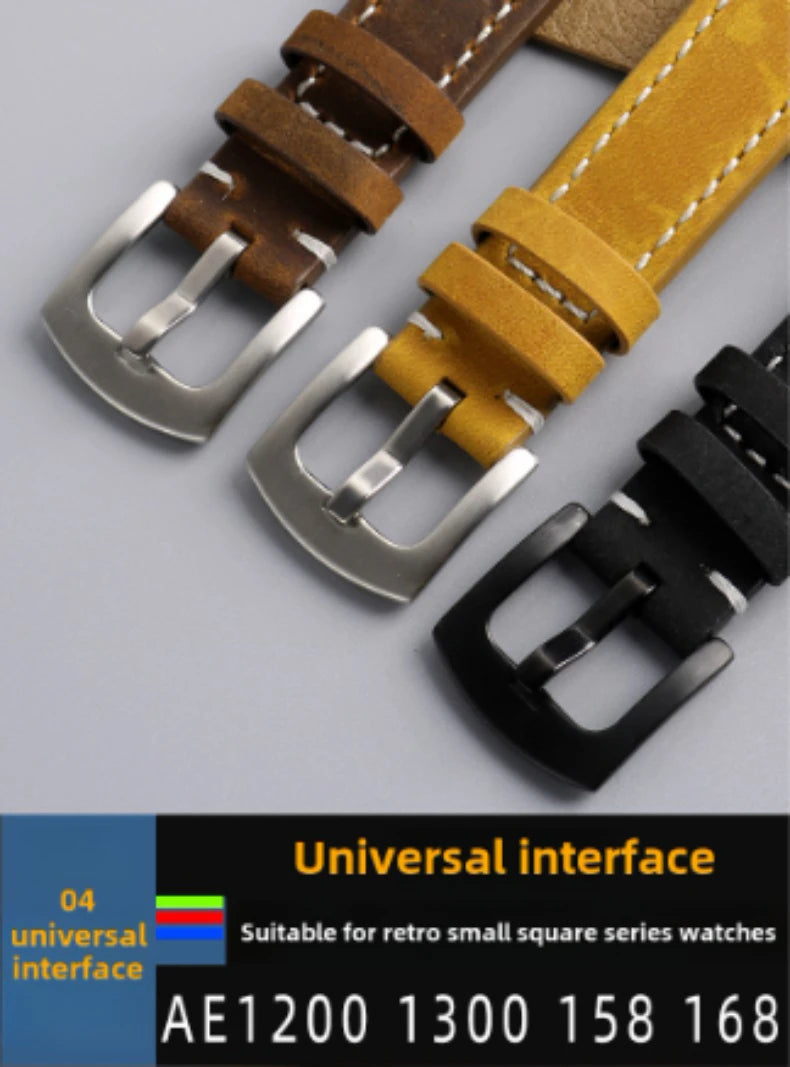 Cowhide Watchband For Casio A158 A168 f91w AE-1200WHD/A159/A169 AE1200 Watch Strap Quick release Soft Bracelet men accessories