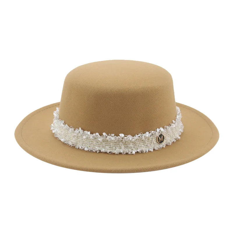 Hats for Women Fedoras Felted Hat Flat Dome Solid Band Luxury Elegant Fahsion Jazz Cap Women's Hat Women Hat Sombreros De Mujer