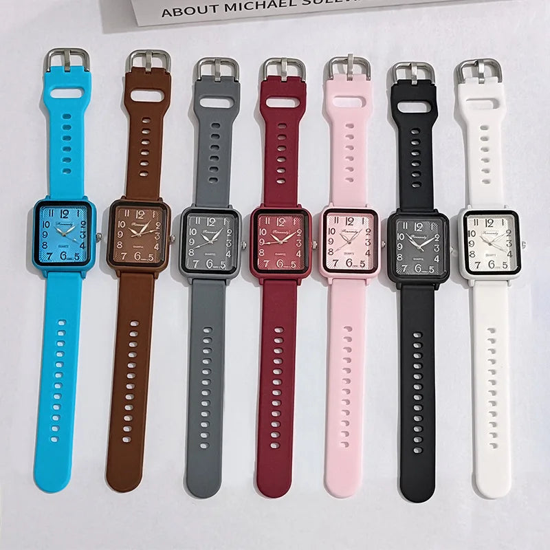 Brand Silicone Strap Watch Student Leisure Square Digital Women Quartz Watch New Fashion Ladies Luxury Wristwatch Dropshipping
