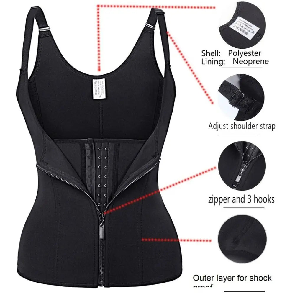 3 Row Buckle Body Shapers Vest Zipper Sleeveless Waist Cinching Corset Beauty Body Abdomen Waist Trainer Shapewear Streetwear