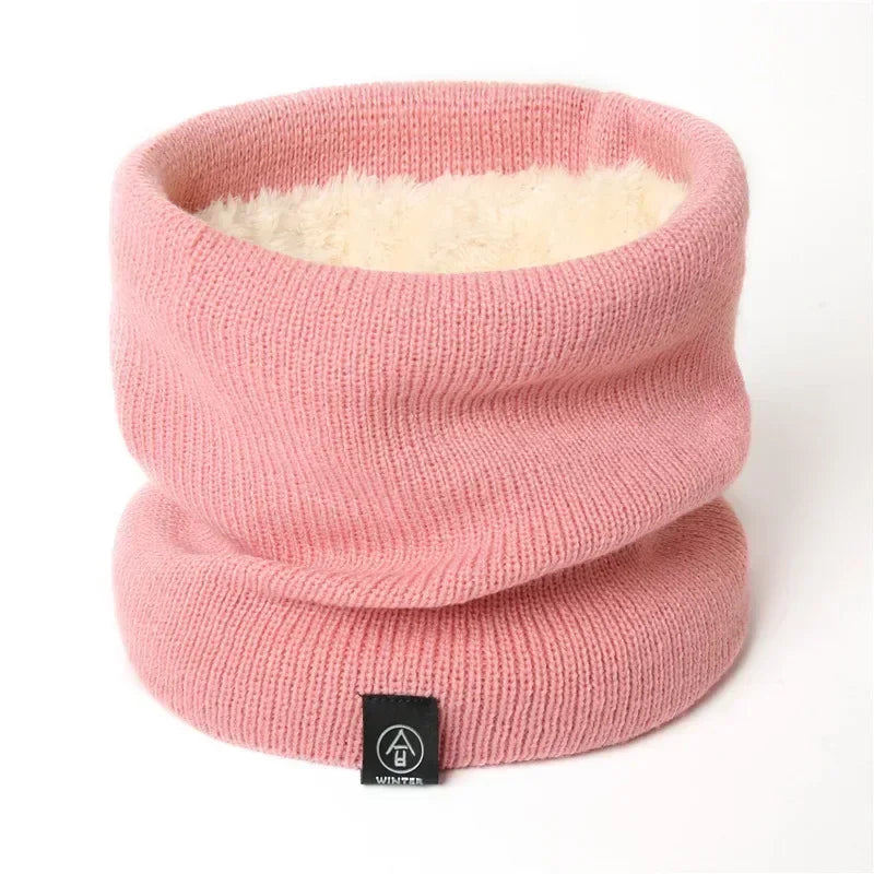 Unisex Solid Warm Winter Ring Scarf Women Men Plus Velvet Knitted Full Face Mask Snood Neck Scarves Bufanda Thick Muffler