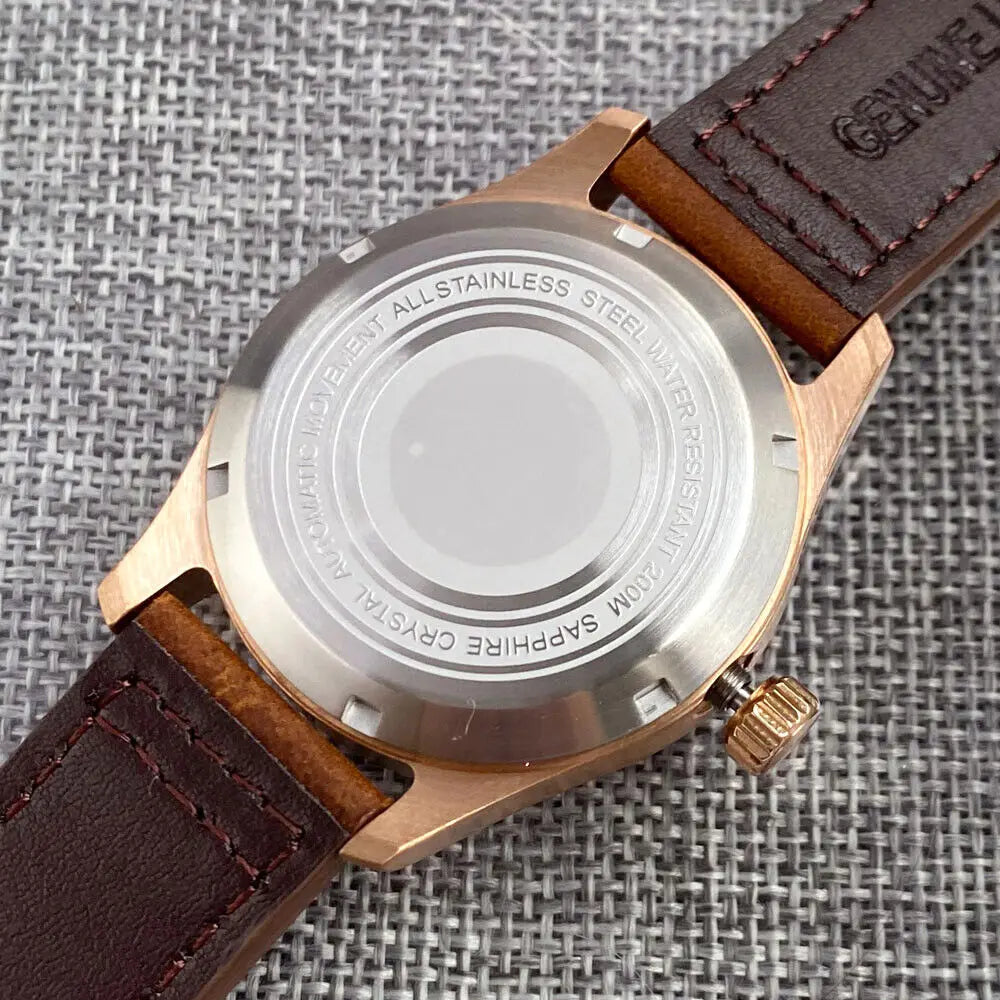 Tandorio Automatic Men's Watch NH35/PT5000 Movement 39mm CuSn8 Bronze/316L Steel 200M Waterproof luminous hands Sapphire Crystal