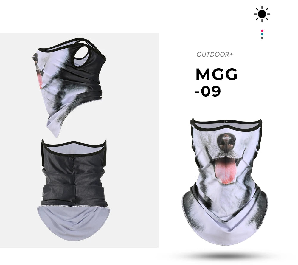 3D Animals Magic Scarf Bandana Breathable Neck Warmer Gaiter Hanging Ear Outdoor Sports Triangle Face Mask Neckerchief Summer