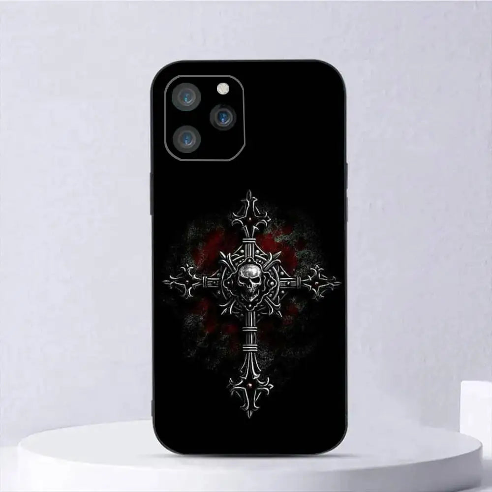 1pc Gothic Cyber Sigil Cross Phone Case Silicone Soft For IPhone 17 Air 16 15 14 13 12 11 Plus Pro Max Plus