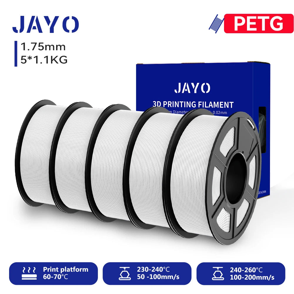 JAYO 3D PETG/PLA/PLA PLUS Printer Filament 1.75mm 5.5KG 100% No Bubble non-toxic 3D Printing Materials for 3D Printer&3D Pen