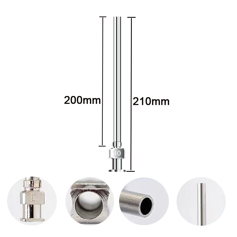 1Pc - 100mm or 150mm，200mm 300m 400mm Cannula Length Dispensing Needle (8G,10G,12G,14G...27G Optional)- Blunt Tip All Metal