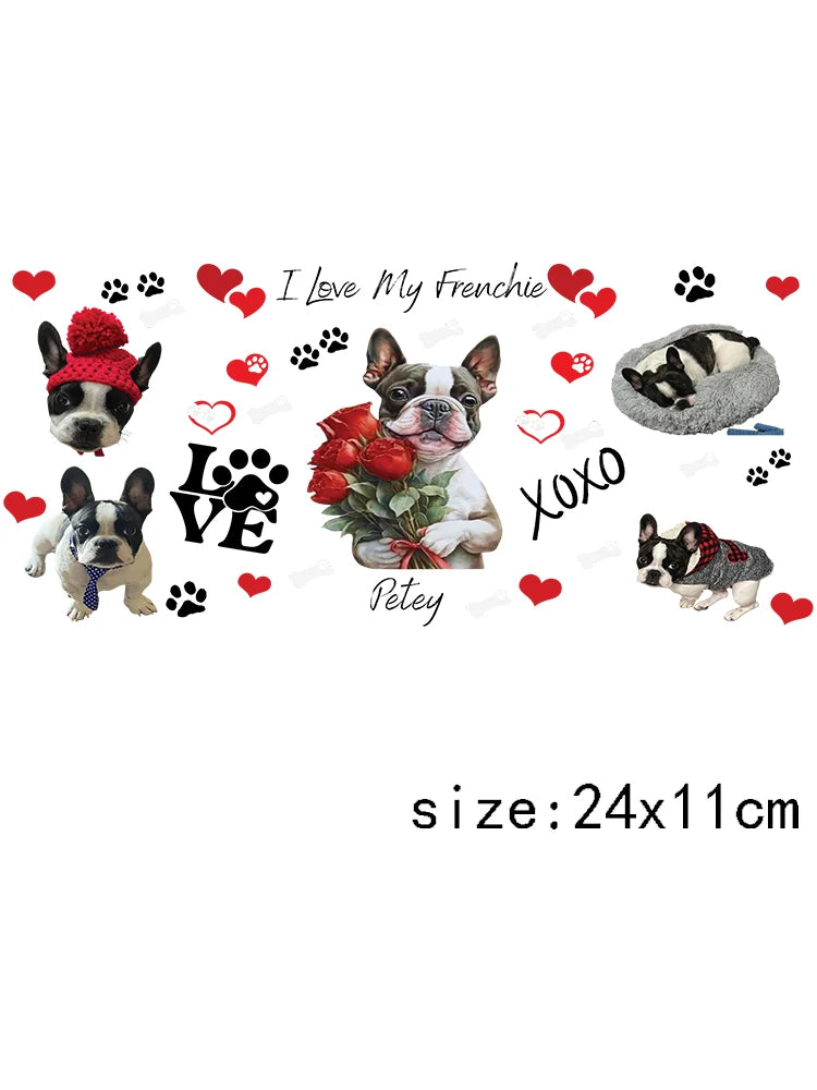 1PCS Cartoon Cute Dog Design UV Transfer Sticker For 16oz Cup Wrap Custom Label DIY Logo Self Adhesive Dog Uv Dtf Stickers
