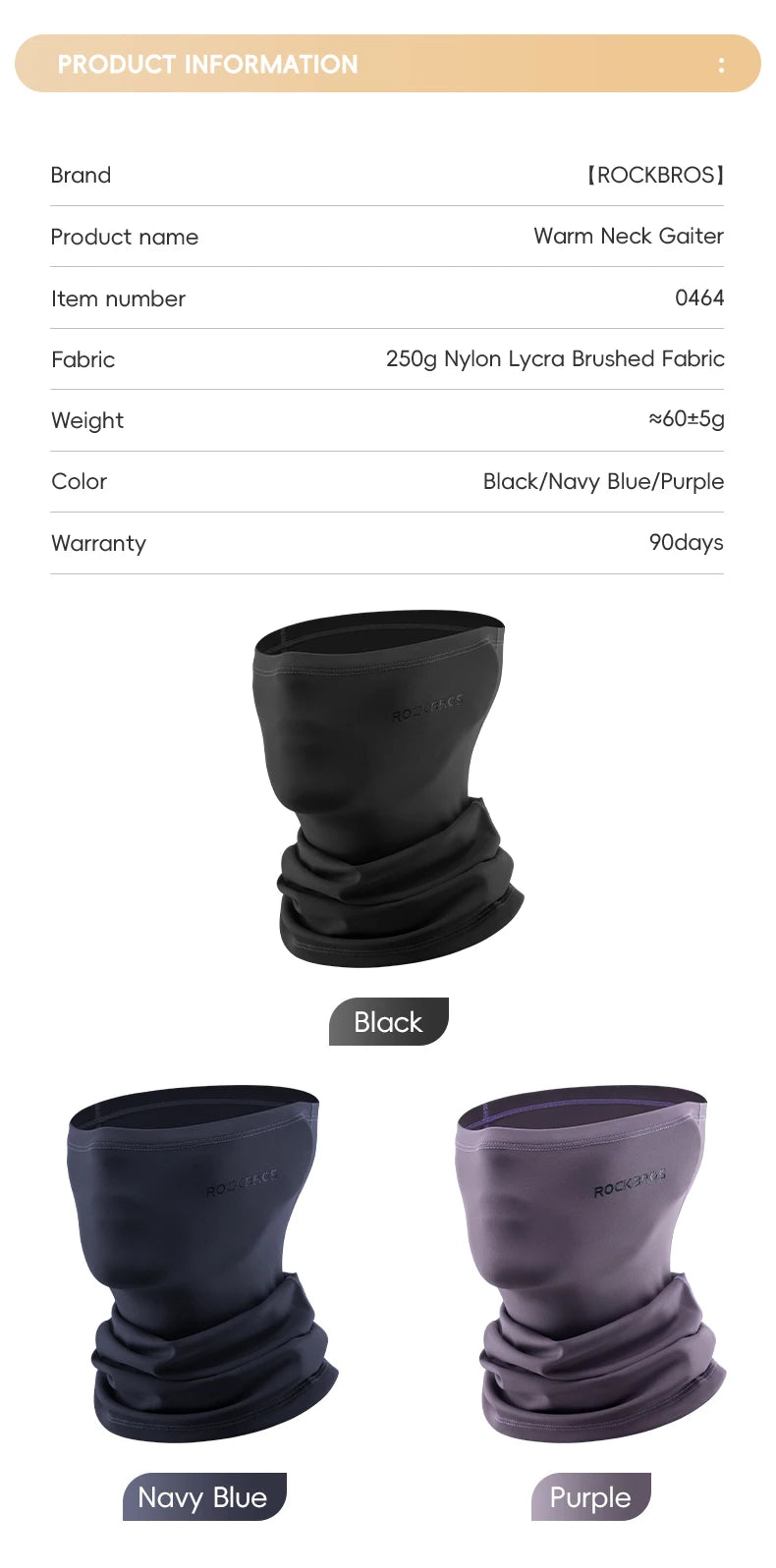 ROCKBROS Winter Warm Cycling Face Mask Windproof Thermal Fleece Bike Headband Scarf Men Women Breathable Cycling Neck Gaiter