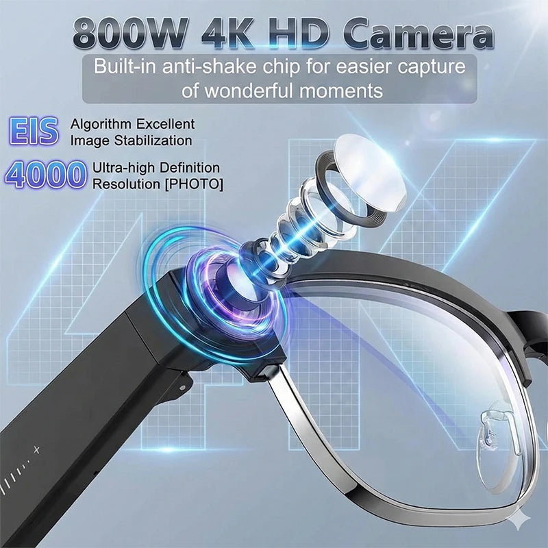 2026 New AI Smart Glasses 4K 8MP HD Camera Video 1080P 100+ Languages Translation WiFi Sunglasses Bluetooth Call Music Men Women