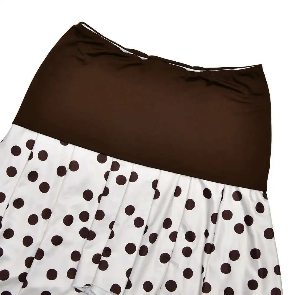 Fantoye Summer New Print Polka Dots Women Skirt Coffee Patchwork High Waist Mini Skirt Female Casual Y2k Vacation Beachwear 2025