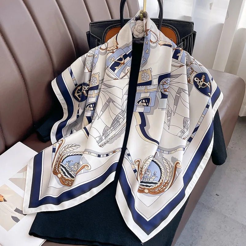 2026 new 90cm new striped women's professional square headscarf travel sunscreen scarf unique and chic accessories