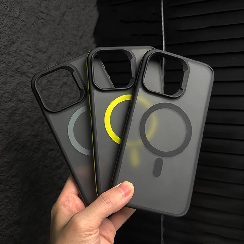 Fashion Translucent Shockproof Armor Bumper Case For iPhone 15 14 13 12 Pro Max Plus Magsafe Magnetic Wireless Charge Back Cover