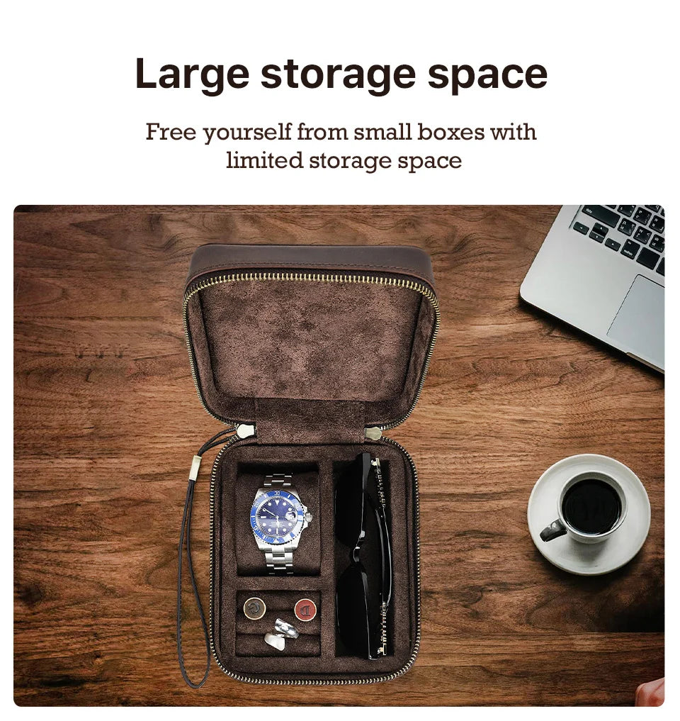 Genuine Leather Jewelry Storage Box Organizer for Watch Sunglasses Cufflink Earrings Ring Display Jewelry Case