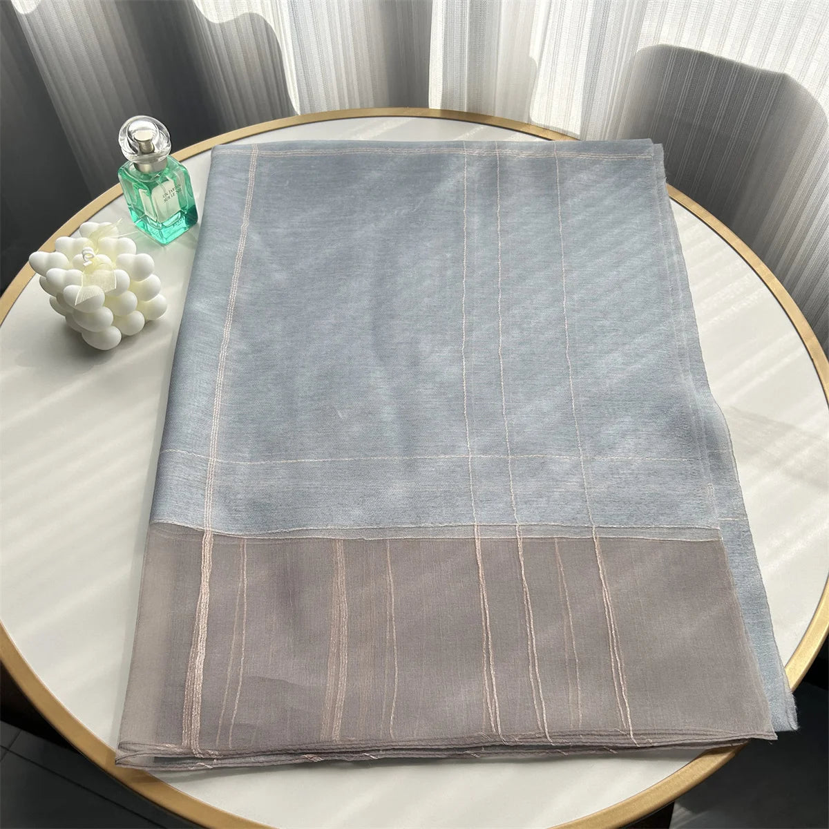 New Design Luxury Brand Women Foulard Plaid Frame Silk Solid Scarf Elegant Shawl Long Wrap Sunscreen