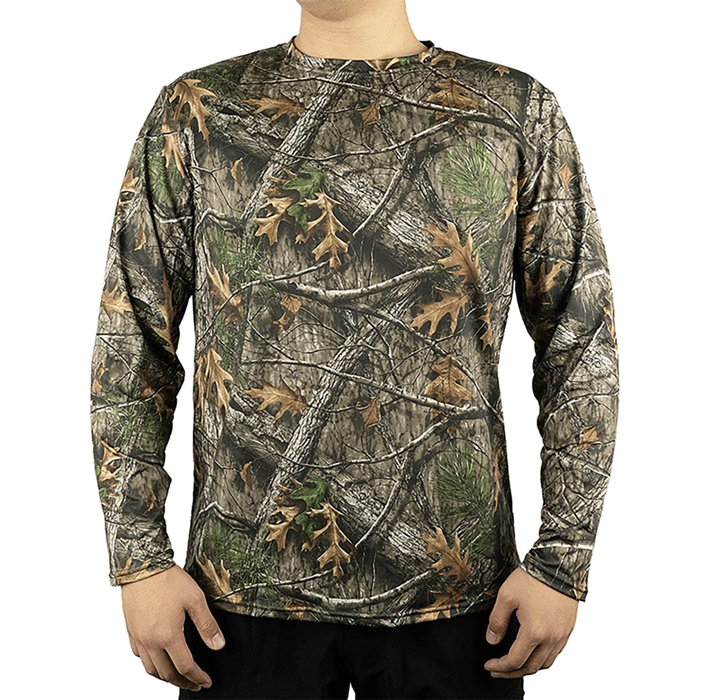 Summer sunscreen fishing clothing, hunting camouflage tops, field photography bird watching long sleeve crew neck t-shirt