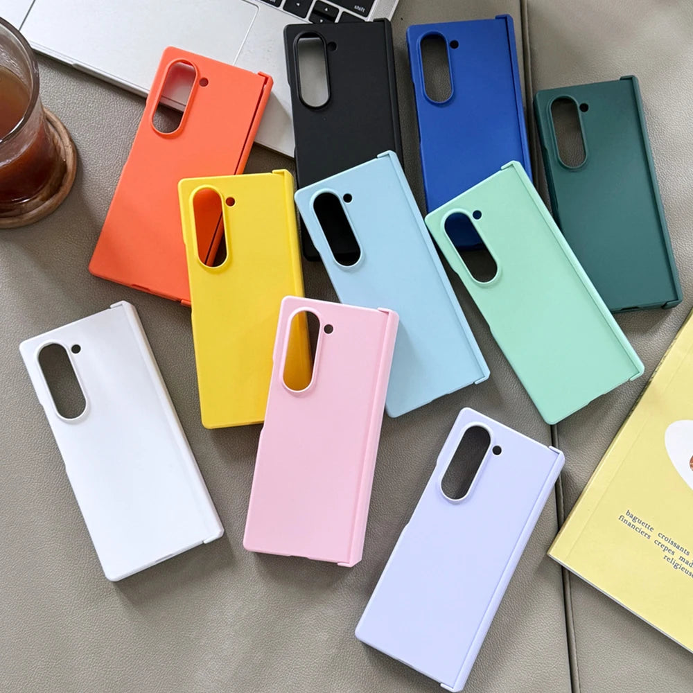 Luxury Matte Phone Case for Samsung Z Fold 6 5 4 3 5G Fold6 Fold5 Fold4 Fold3 Hinge Shockproof Protective Macaron Color PC Cover