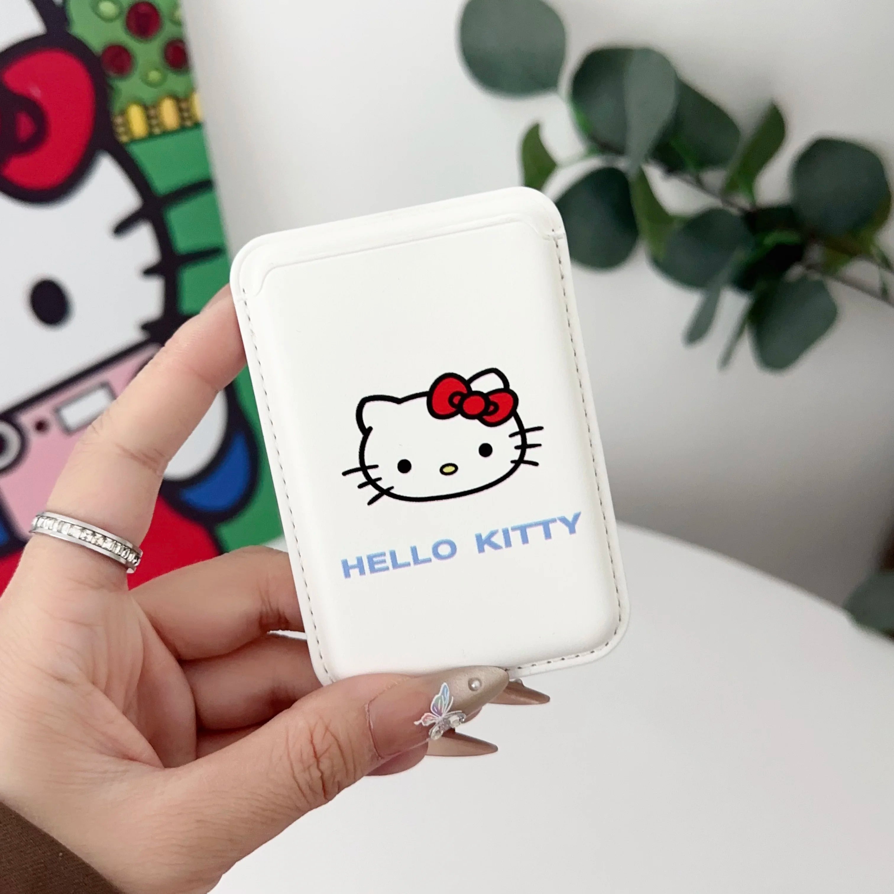 INS Korean Cute Hello Kitty for Magsafe Wallet Card Clip Case For iPhone 15 16 Pro Max 13 14 12 Magnetic Wallet Pink Girl Cover