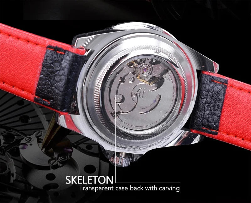 WINNER 002 Fashion Men's Mechanical Watch Luxury Style Calendar Night Light Business Black White Classic Men's Automatic Watch