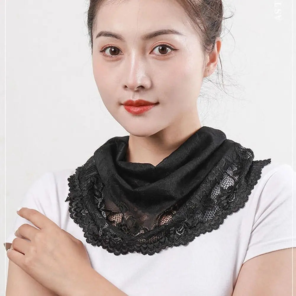 Summer Sunscreen Lace Mask Women Men Sport Golf Face Mask UV Protect Neckline Mask Hanging Ear Headband Scarf