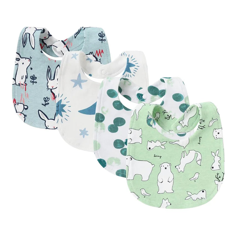 4Pcs Baby Bibs Burp Clothes Cartoon Newborn Saliva Towels for Girls Boys Cotton Kids Apron Infant Accessories Toddler Bibs Set