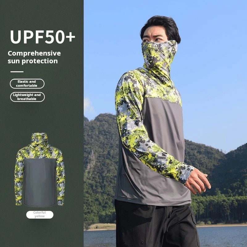 Summer Men's and Women's Sunscreen Fishing Clothes Loose big Size Thin Casual Quick Drying Ice Silk Camouflage Sunscreen Jacket
