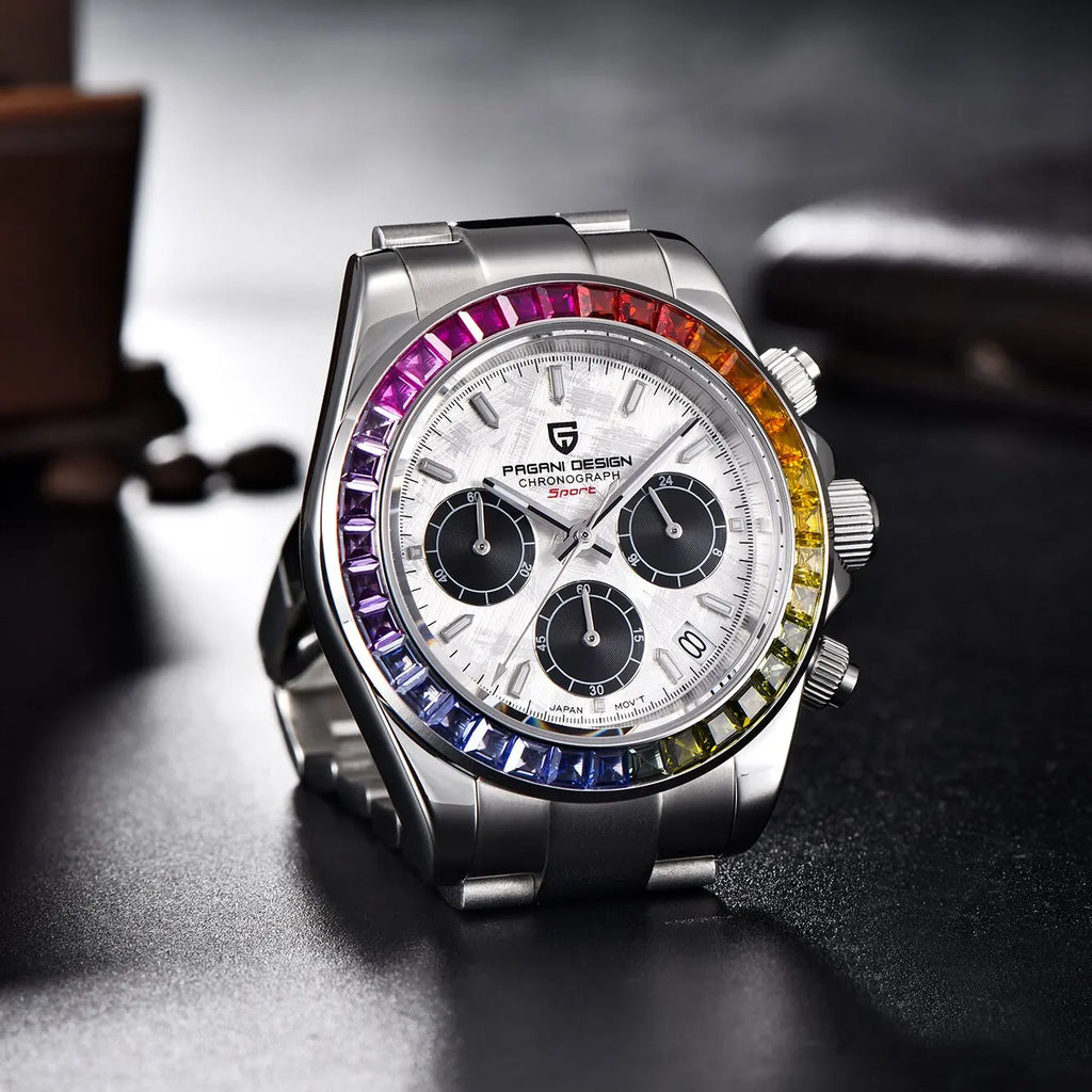 PAGANI DESIGN Men's Casual Quartz Watch 40Mm Outdoor Trendy Stainless Steel Sapphire Wear-Resistant Mirror Luminous Diving Watch