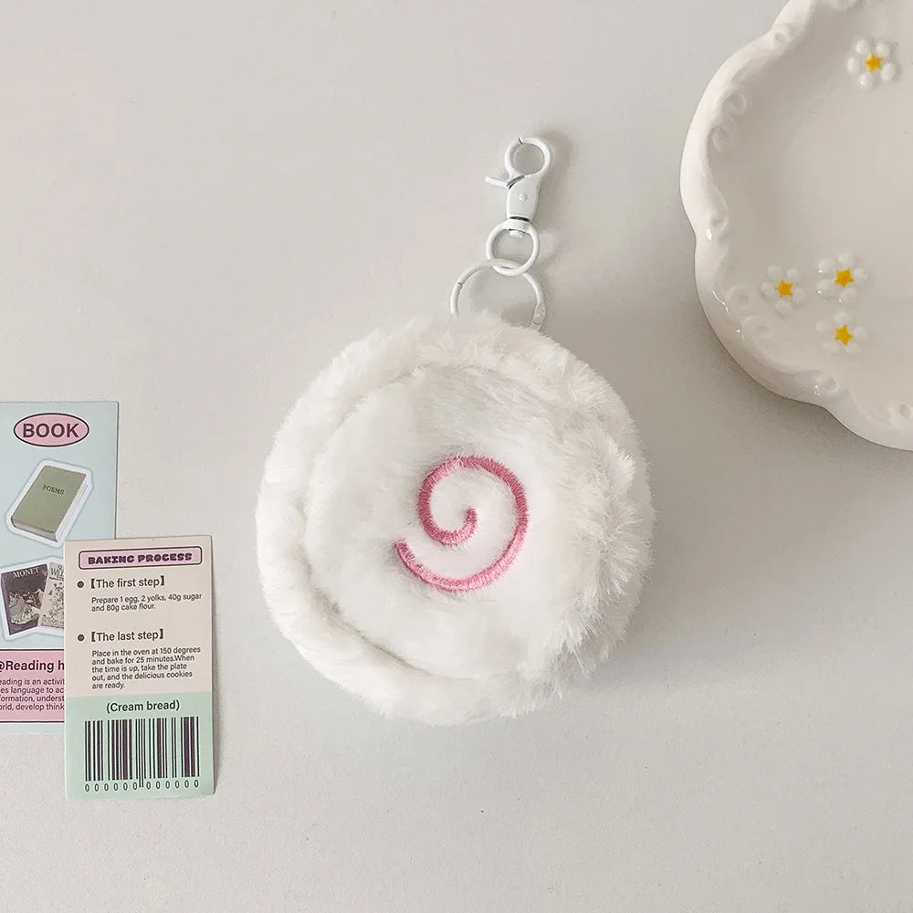 Kawaii Swiss Roll Plush Coin Purse Portable Card Bag Mini Lipstick Packet Bluetooth Headset Organizer Mini Mini Cosmetic Bag