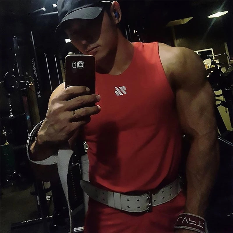 Men's Summer New Fitness Tank Top Gym Workout Sleeveless Shirt Running Apparel Stringer Single Shirt Summer Casual Vest
