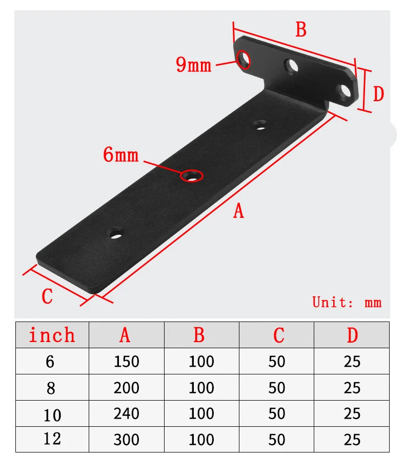 Bearing Capacity 200kg Suspended Tripod Brackets Wall Shelf Support Hidden Wall Fixed Partition Storage Rack Shelves