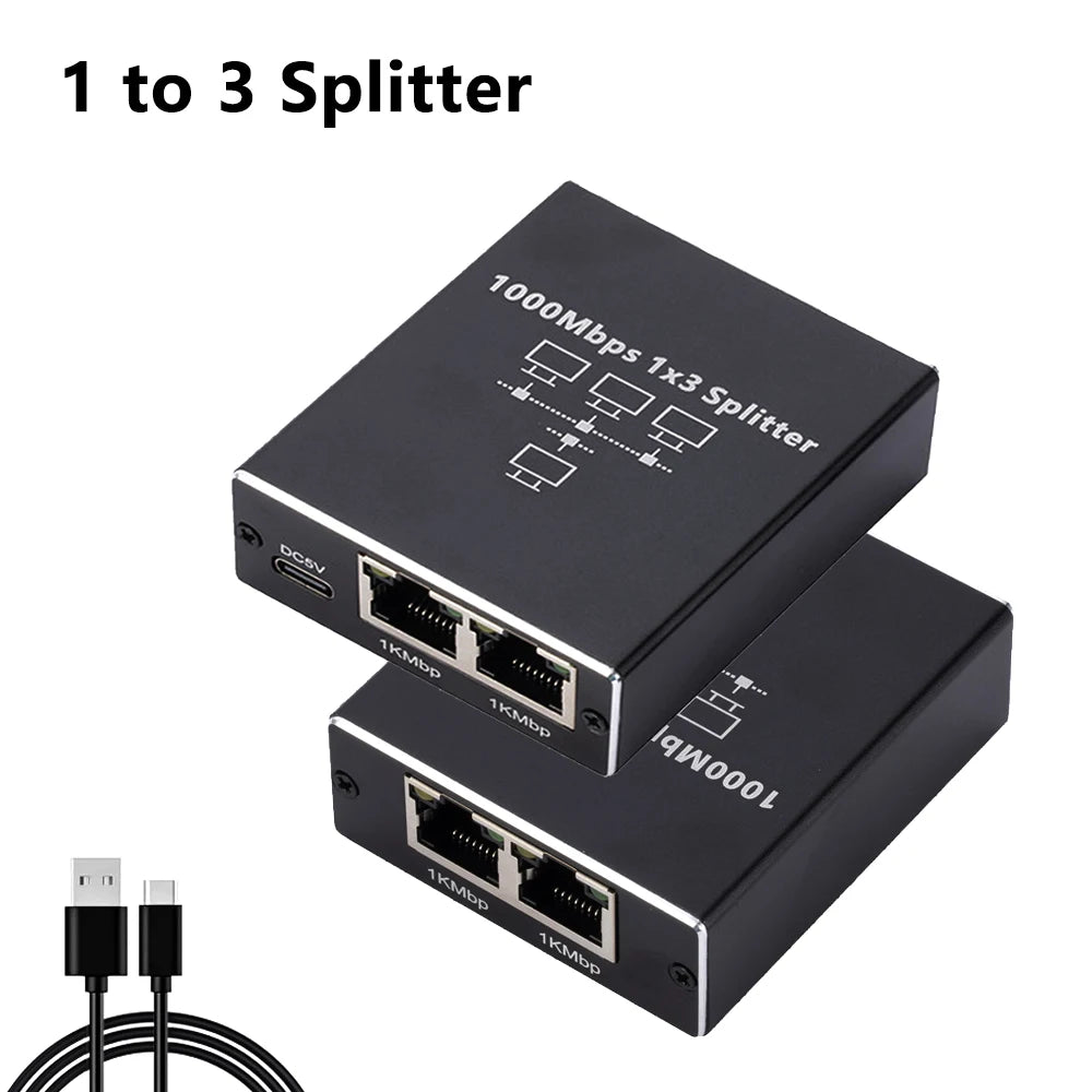 Gigabit Ethernet Splitter 1 to 2/3/4 1000Mbps RJ45 LAN Internet Splitter for PC Laptop Nintendo Switch Router TV Box Digital TV