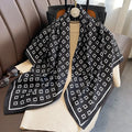 Luxury Letter Print Twill Silk Hair Hijab Scarf Women 90cm Sunscreen Shawl Wraps Headband Foulard Bandana Echarpe New