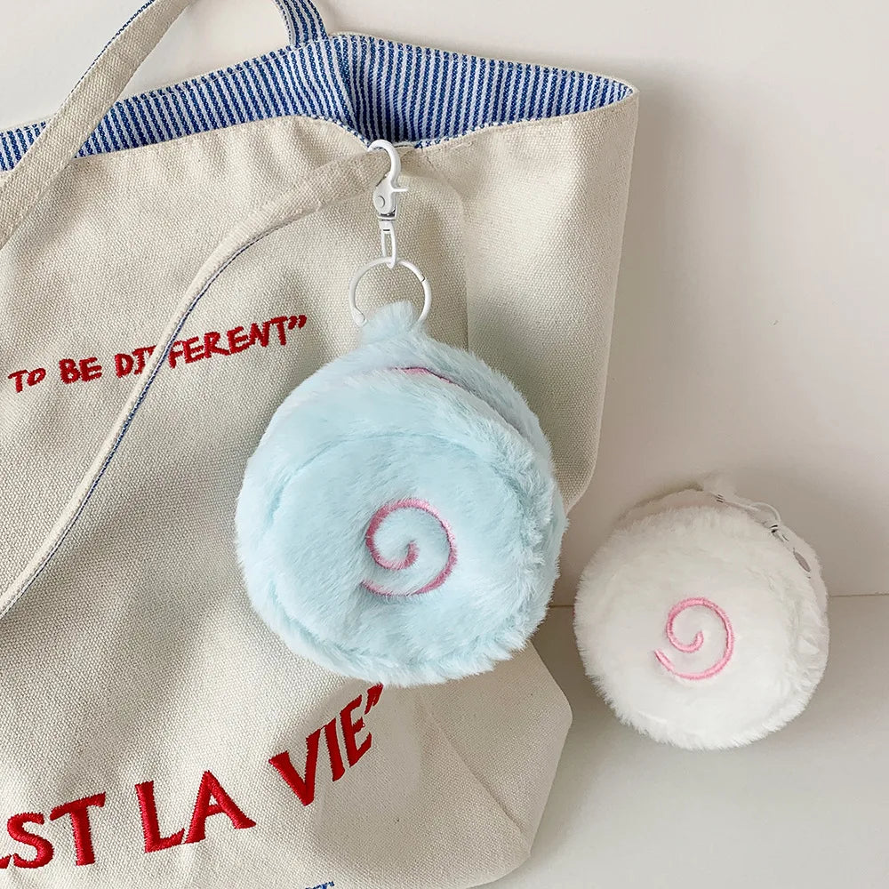 Kawaii Swiss Roll Plush Coin Purse Portable Card Bag Mini Lipstick Packet Bluetooth Headset Organizer Mini Mini Cosmetic Bag