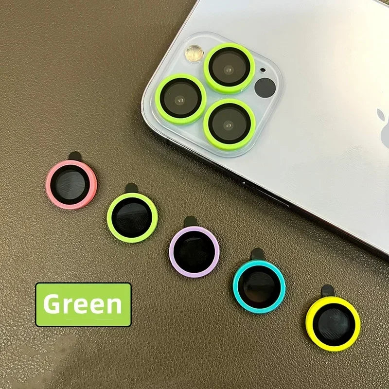 Luminous Ceramic Camera Protector Film For iPhone 14 13 12 11 15 Pro Max 14 Plus 12 13 mini Lens Ring Tempered Glass Glowing Cap