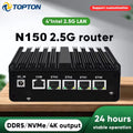 Topton pfSense Firewall Soft Router J6412 N150 N100 4x i226-V 2.5G LAN NVMe Barebone Fanless Mini PC HDMI2.0 DP AES-NI OPNsense
