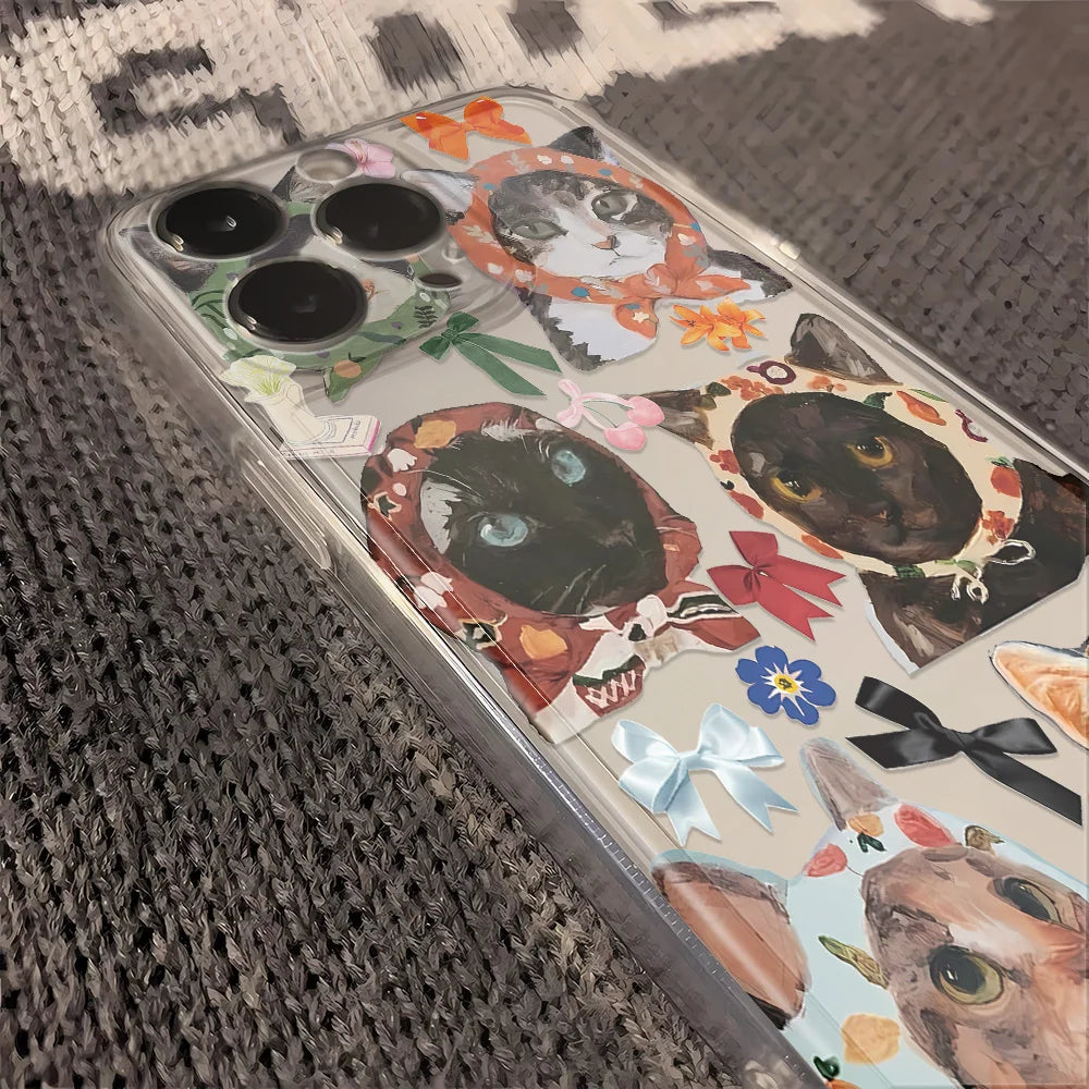 Colorful Cat Design Phone Case For iPhone 17 Pro Max 16 15 14 13 12 11 16 Plus 17 Air Shockproof Silicone Bumper Cover
