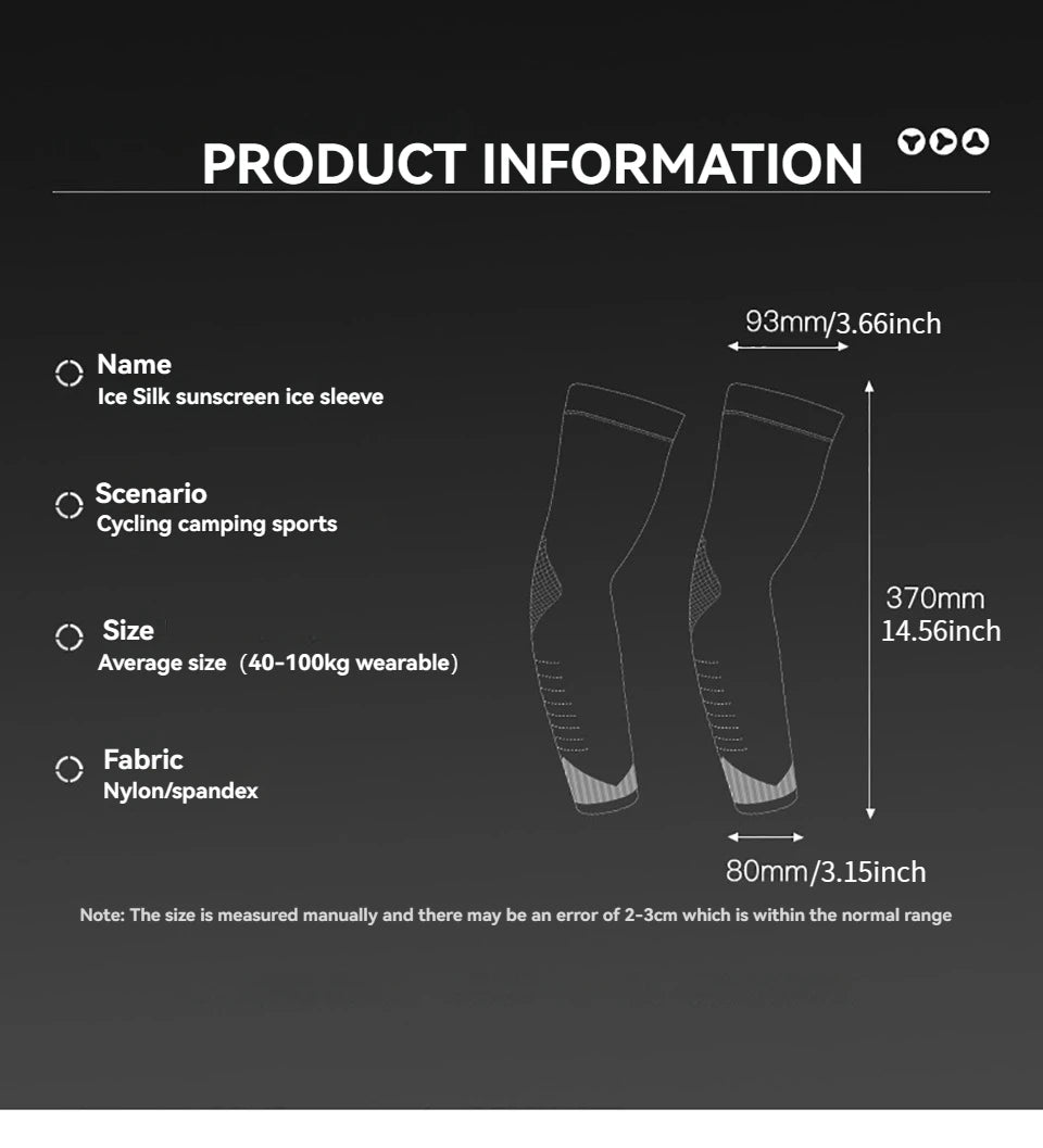 LOOGDEEL Summer UPF50+ Arm Sleeves Cool Feeling Breathable Ice Silk Cycling Sleeve Running Fishing Sunscreen Arm Support Unisex