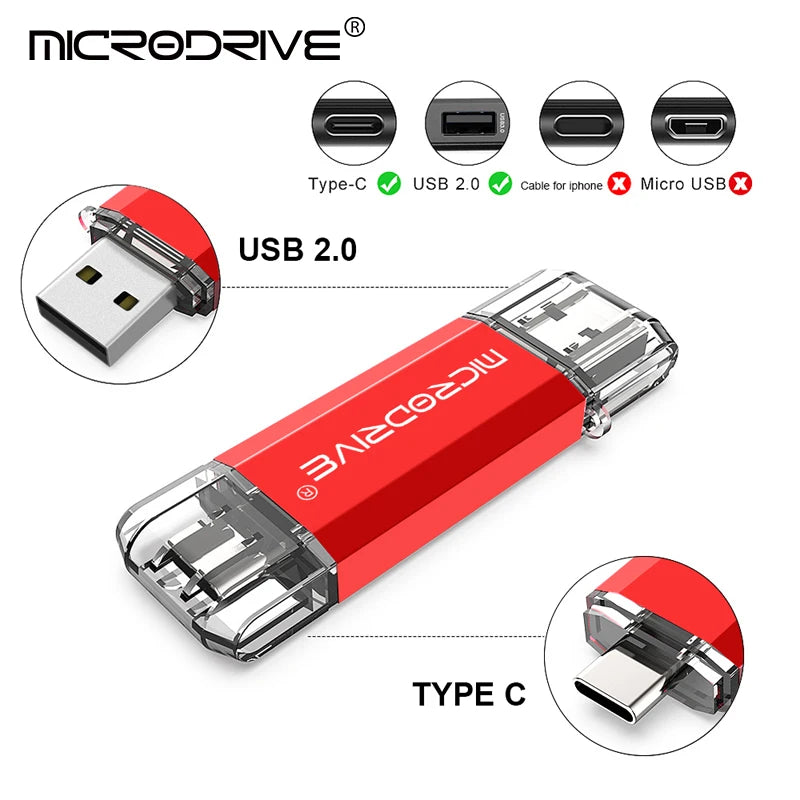 OTG  type c USB Flash drive cle Real capacity 8GB 16GB 32GB 64GB 128GB USB MICRO pendrive for smart phone